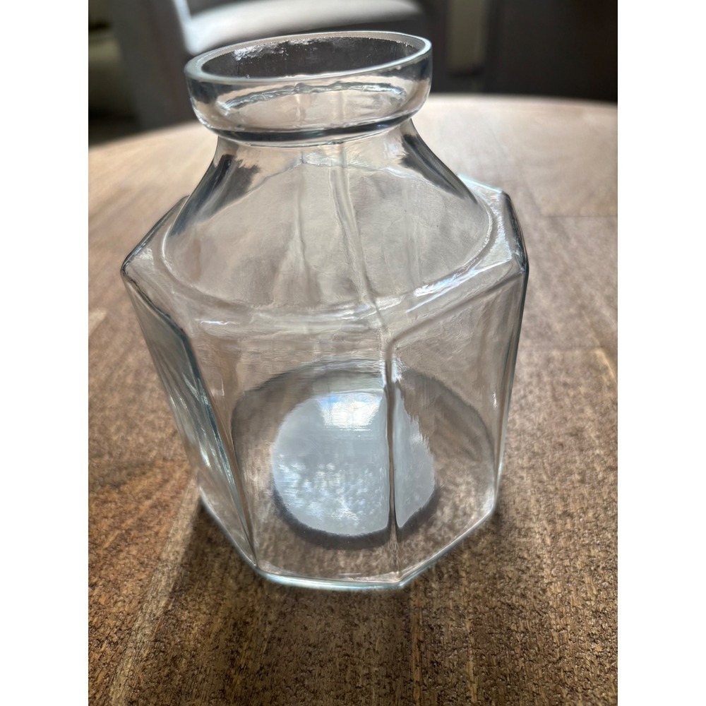 Octagonal Clear Glass Bottle‎ Vase - Hearth & Hand with Magnolia - NEW